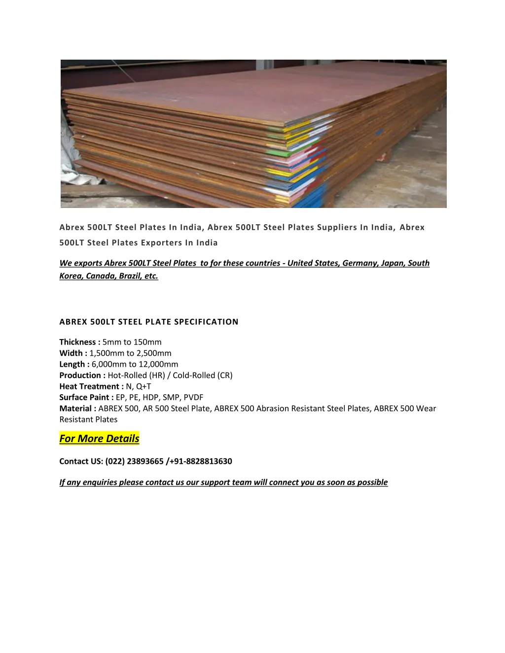 abrex 500lt steel plates in india abrex 500lt