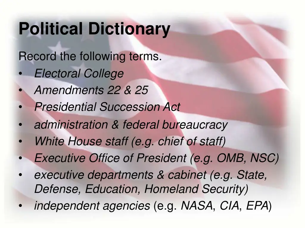 political dictionary