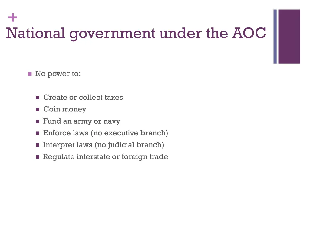 national government under the aoc 1