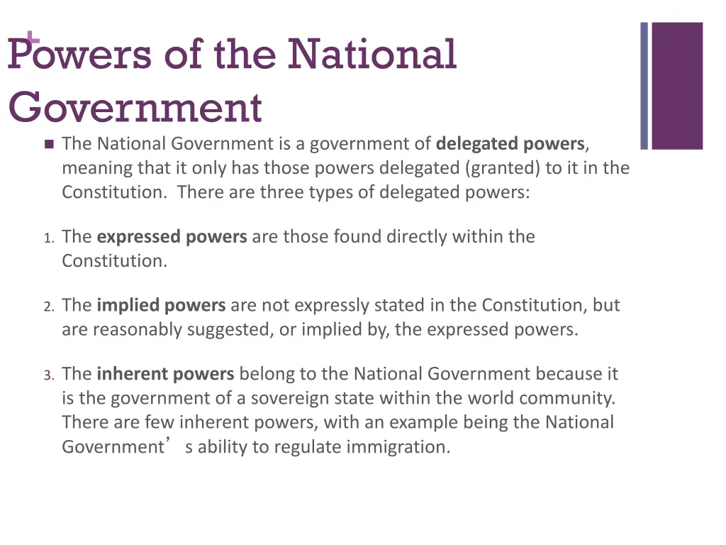 powers of the national government the national