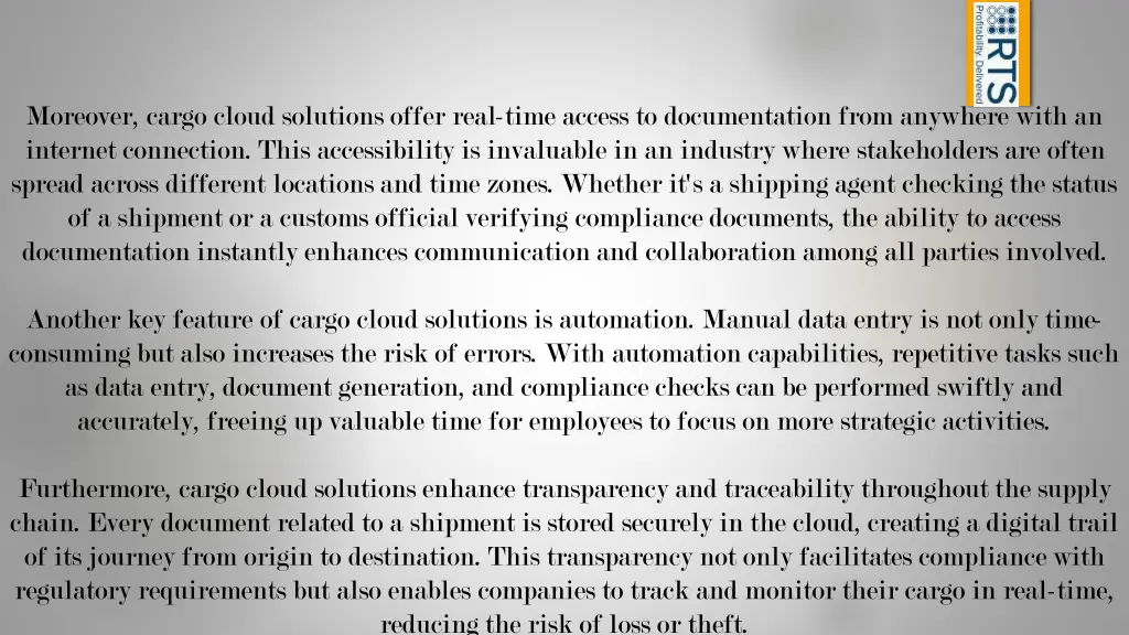 moreover cargo cloud solutions offer real time