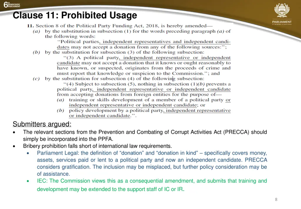 clause 11 prohibited usage