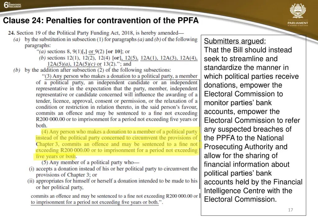 clause 24 penalties for contravention of the ppfa