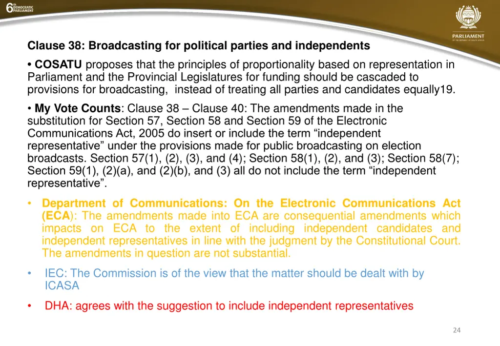 clause 38 broadcasting for political parties