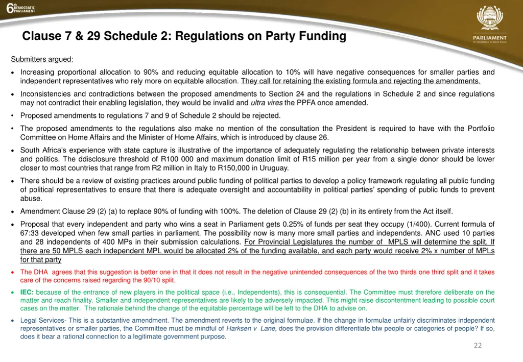 clause 7 29 schedule 2 regulations on party