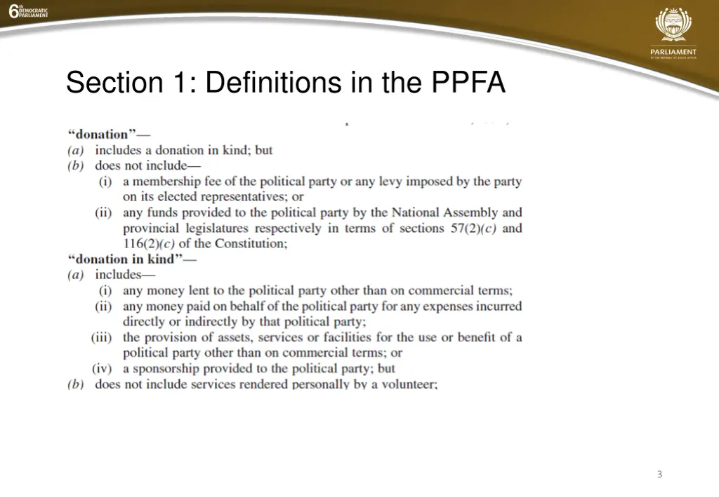 section 1 definitions in the ppfa