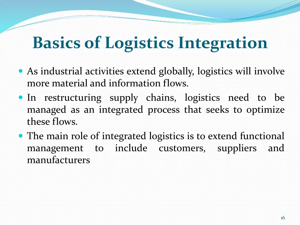 basics of logistics integration