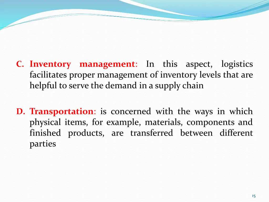 c inventory management in this aspect logistics