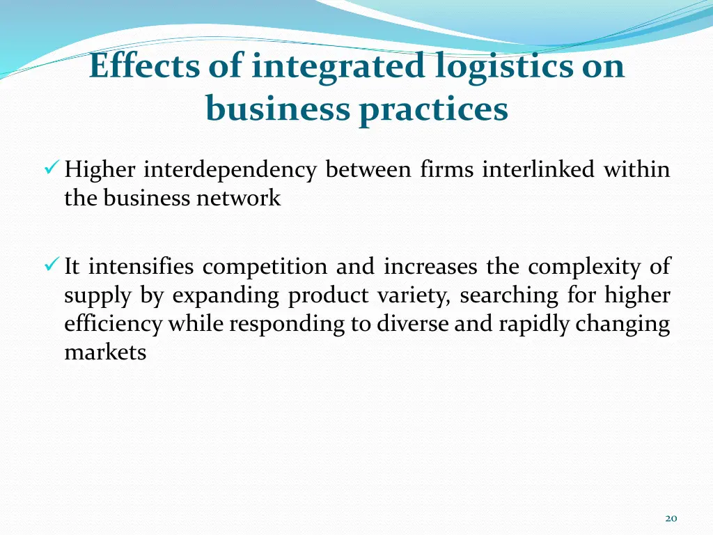 effects of integrated logistics on business