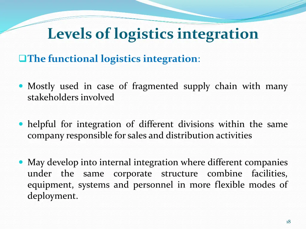 levels of logistics integration