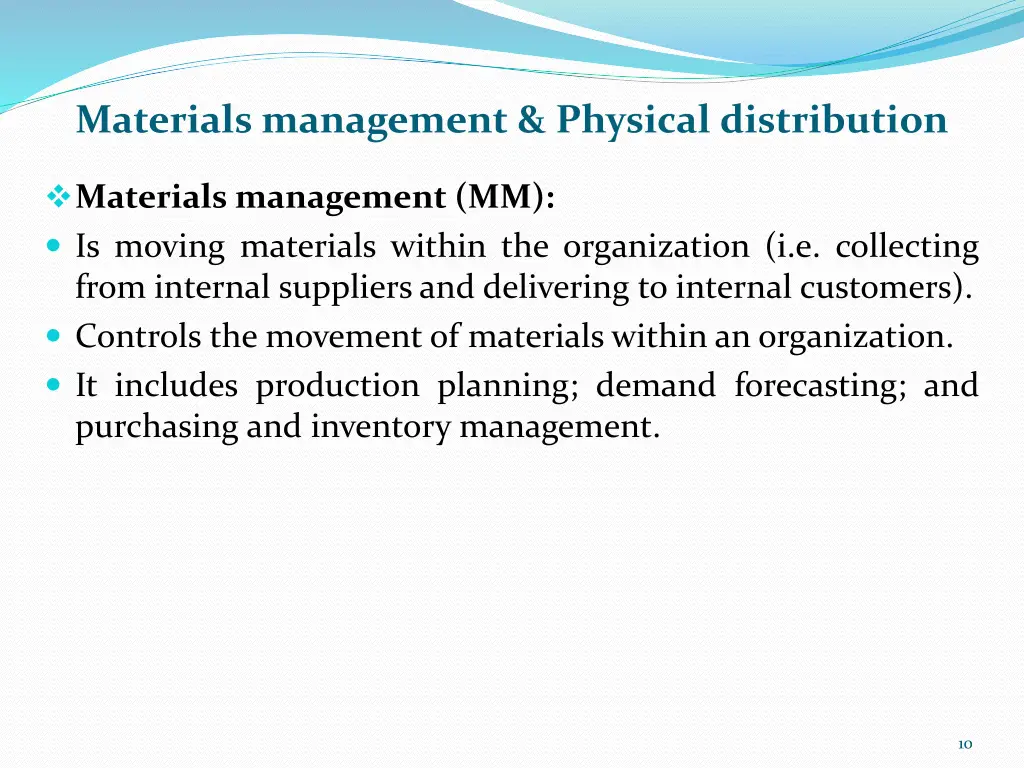 materials management physical distribution