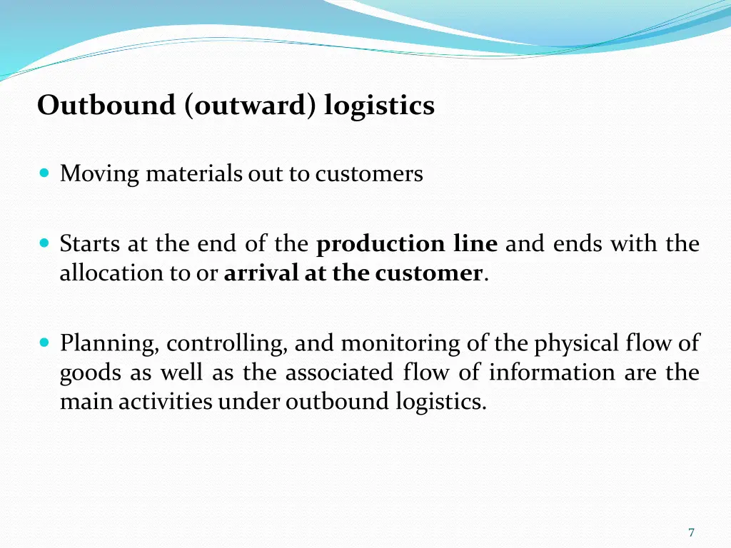 outbound outward logistics