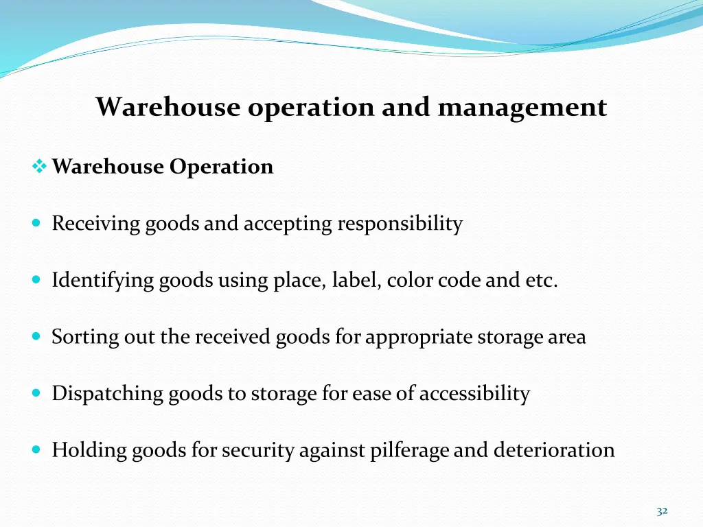 warehouse operation and management