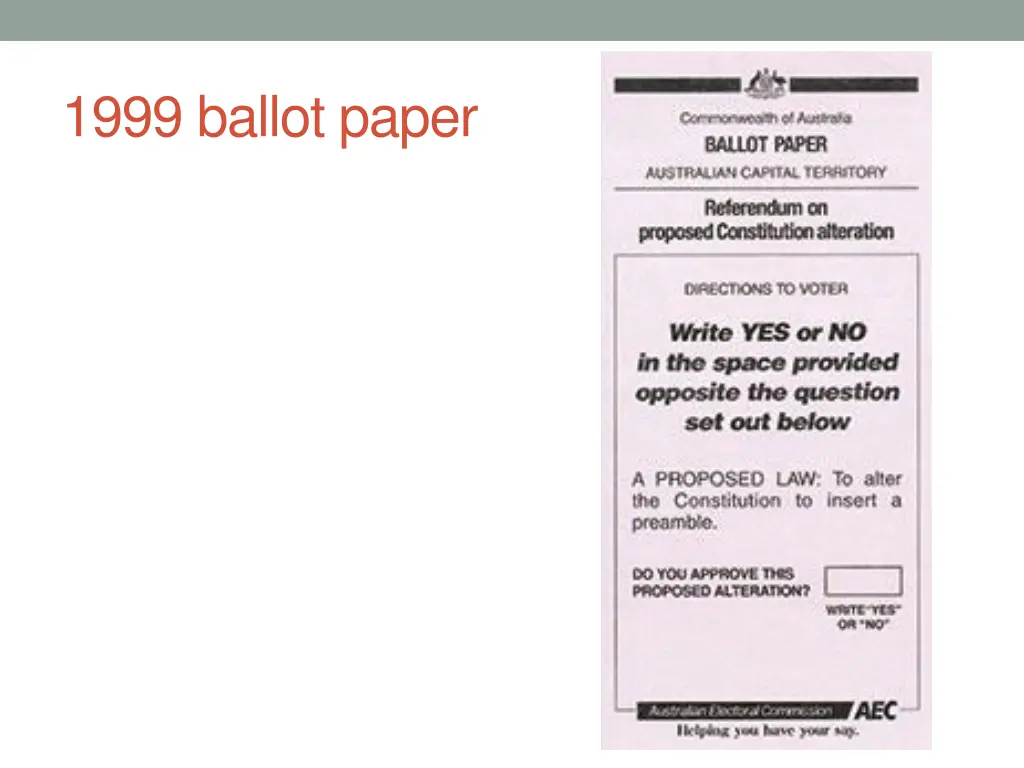 1999 ballot paper