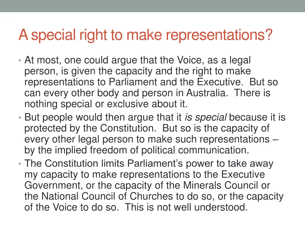 a special right to make representations