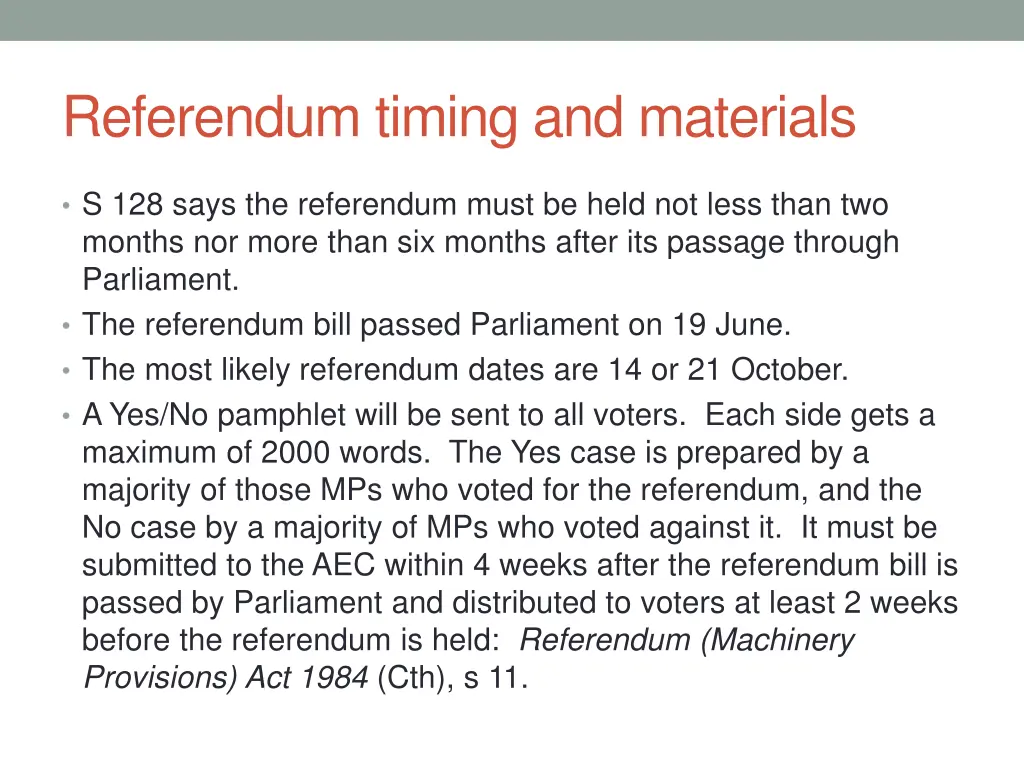 referendum timing and materials