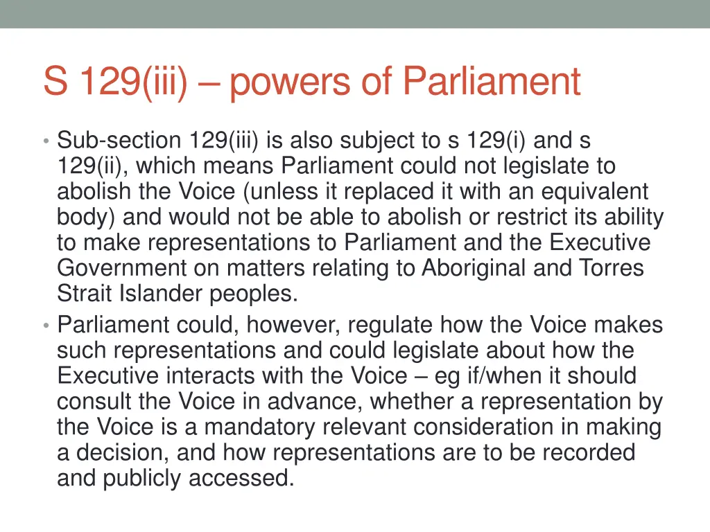 s 129 iii powers of parliament 1