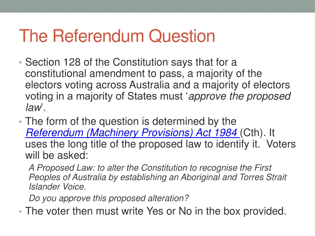 the referendum question