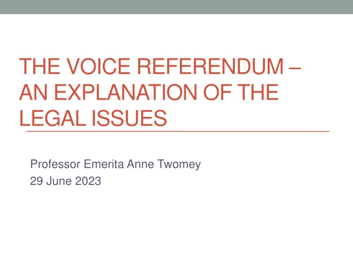 the voice referendum an explanation of the legal