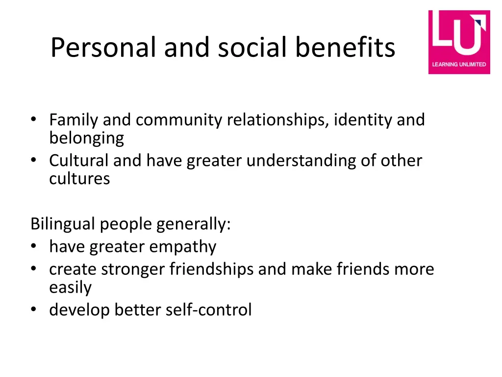 personal and social benefits