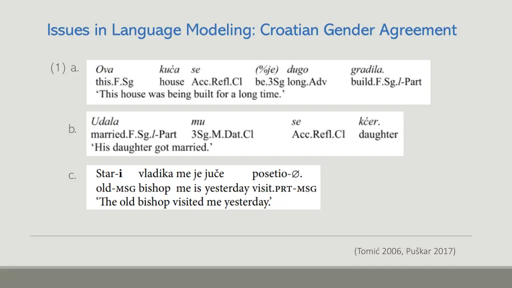 issues in language modeling croatian gender 1