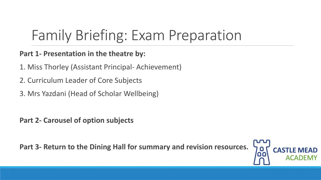 family briefing exam preparation