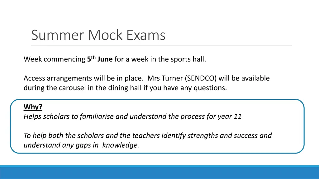 summer mock exams
