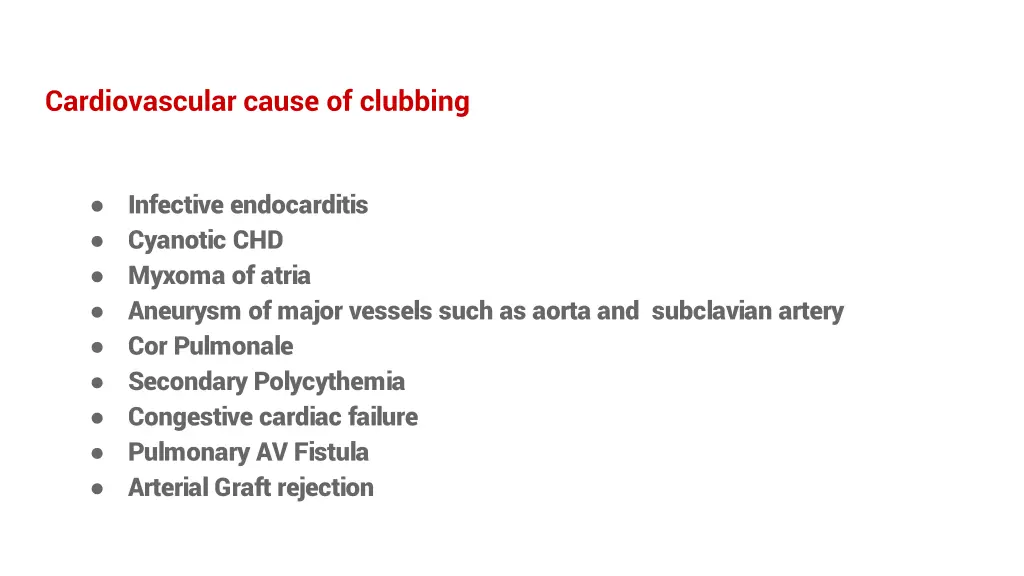 cardiovascular cause of clubbing