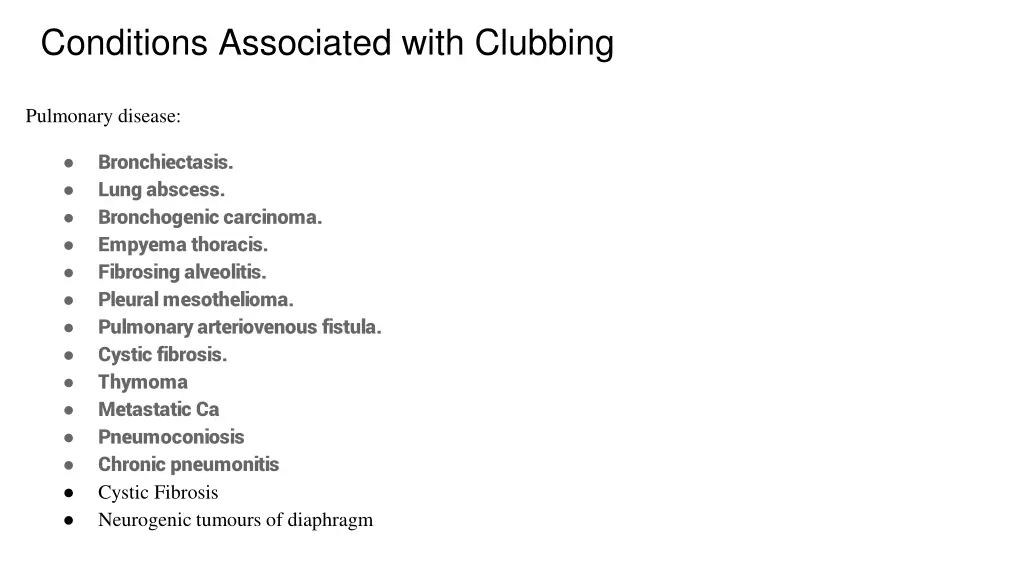 conditions associated with clubbing