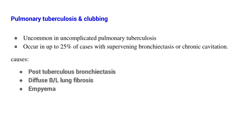 pulmonary tuberculosis clubbing