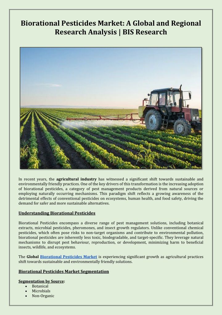 biorational pesticides market a global