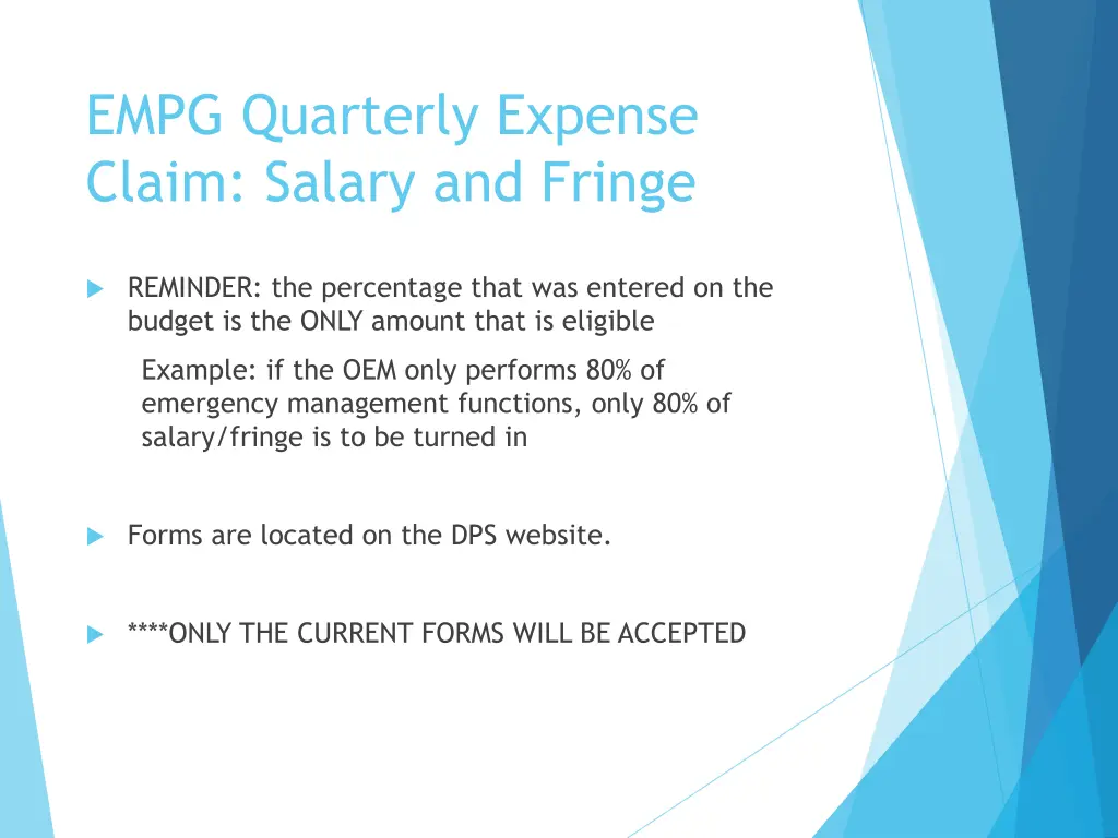 empg quarterly expense claim salary and fringe