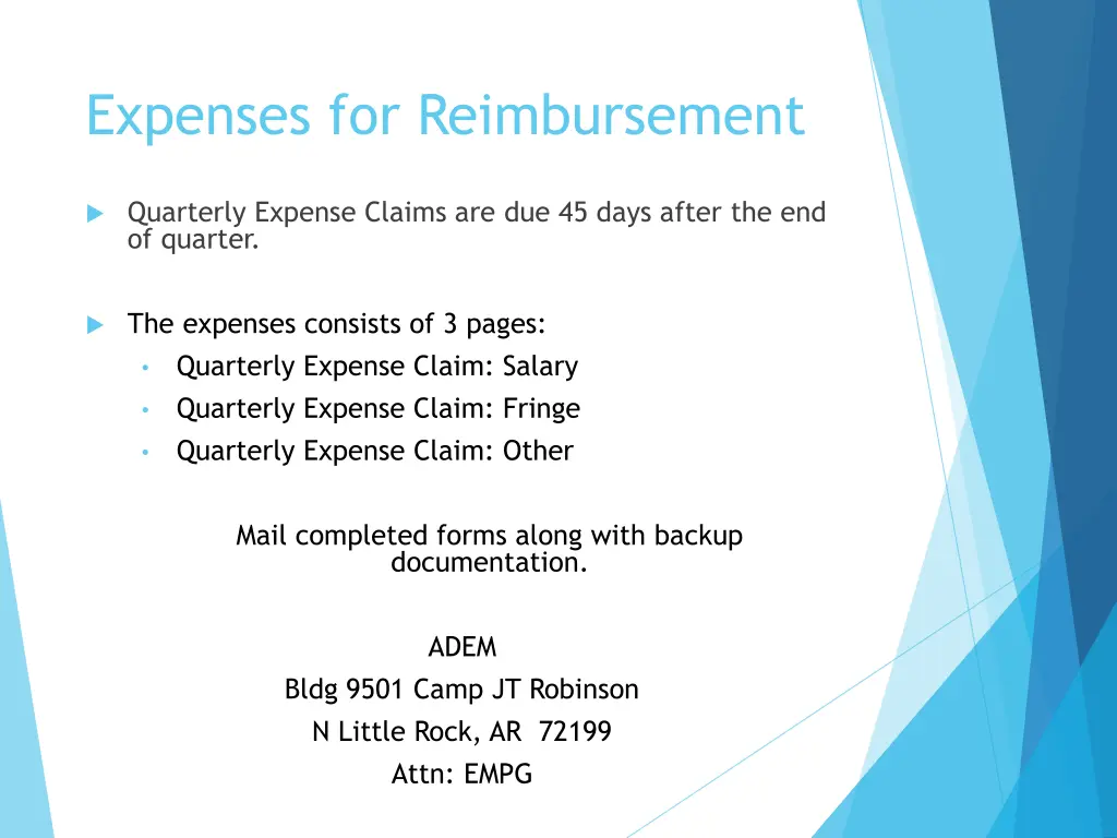 expenses for reimbursement