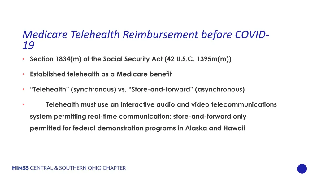 medicare telehealth reimbursement before covid