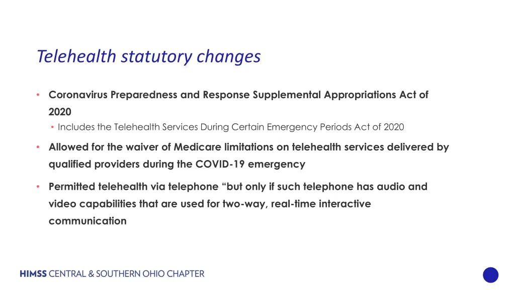 telehealth statutory changes