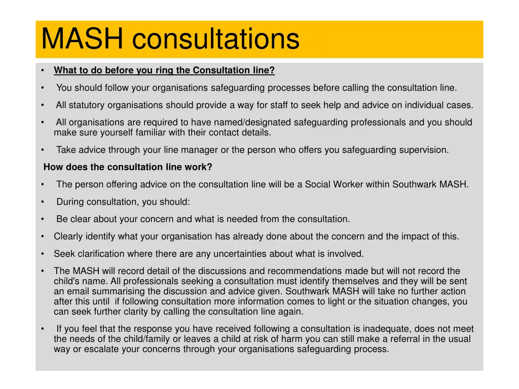 mash consultations