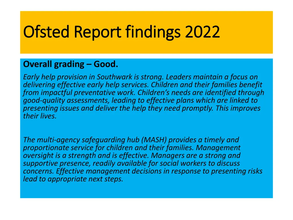 ofsted report findings 2022 ofsted report