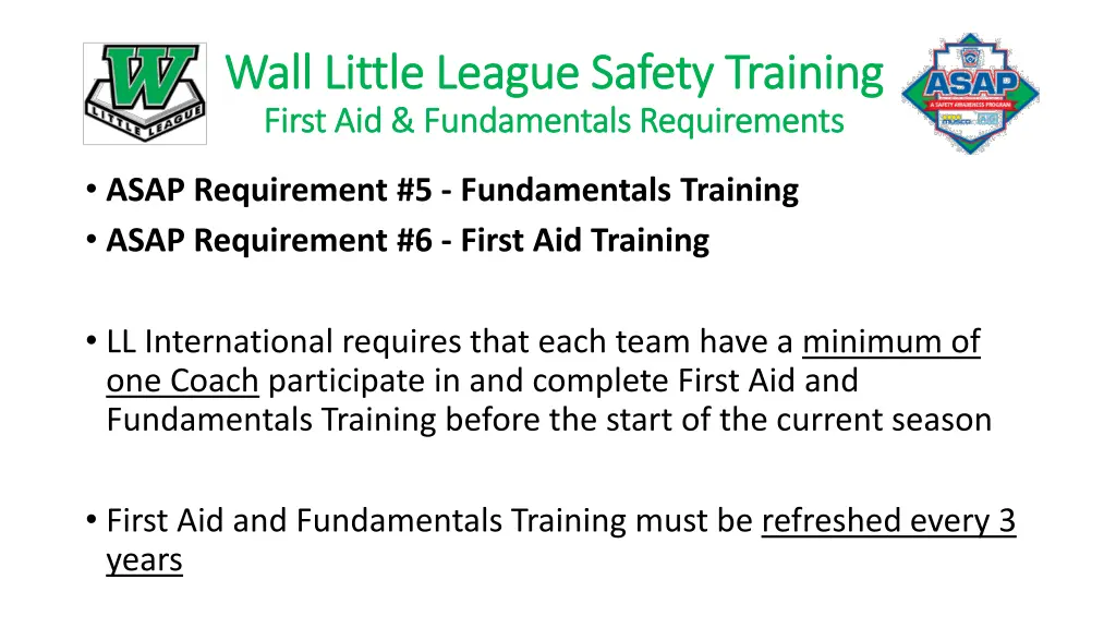 wall little league safety training wall little 12