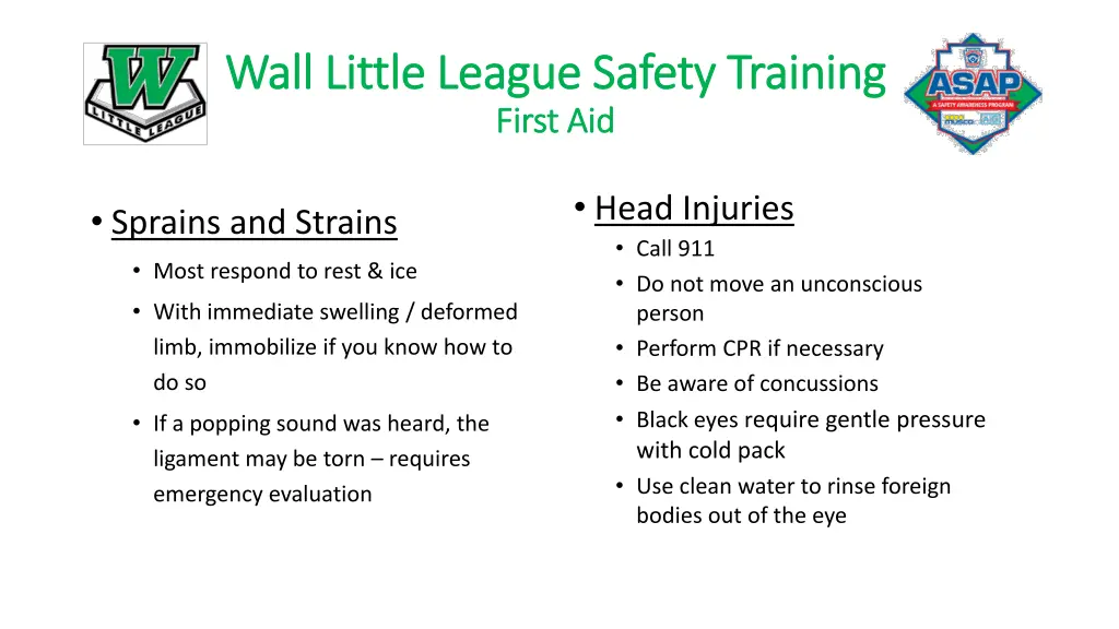 wall little league safety training wall little 15