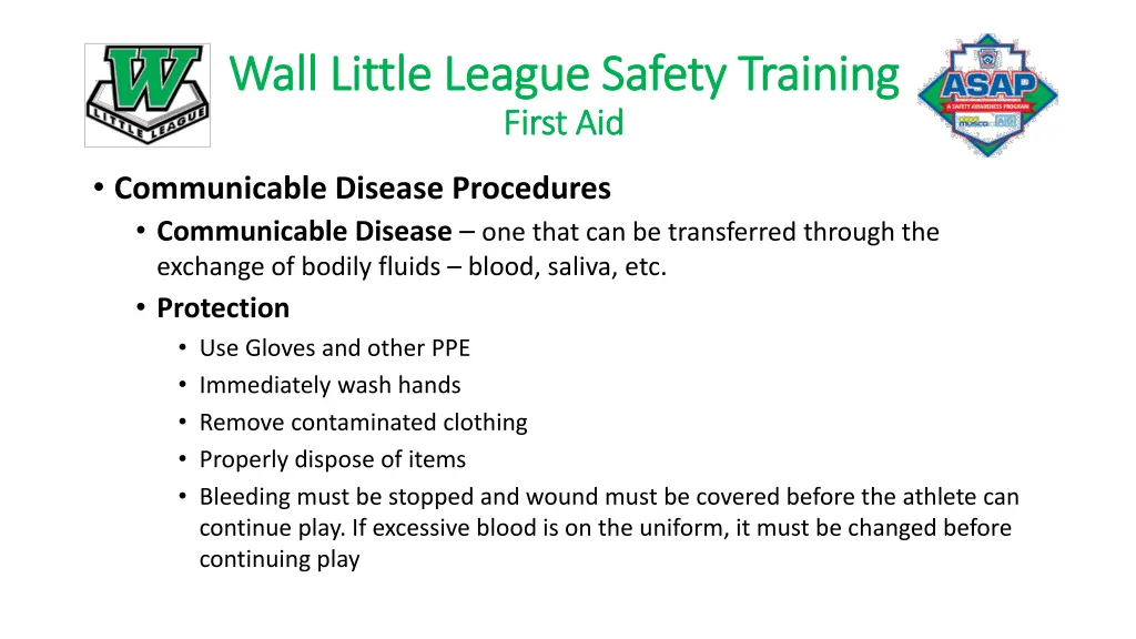 wall little league safety training wall little 16