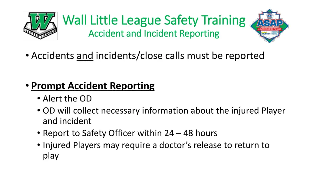 wall little league safety training wall little 19