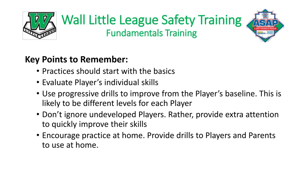 wall little league safety training wall little 21