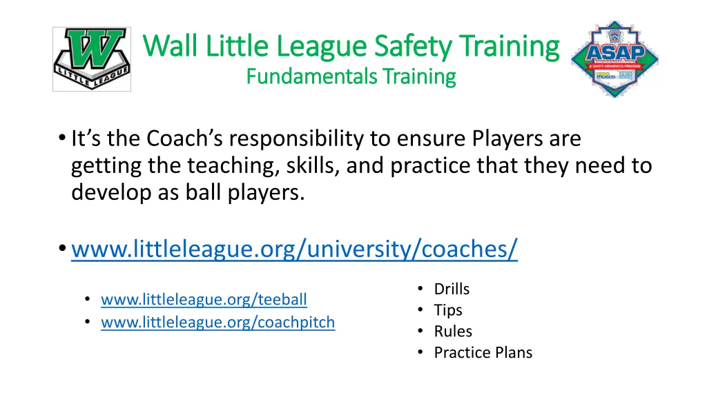 wall little league safety training wall little 23