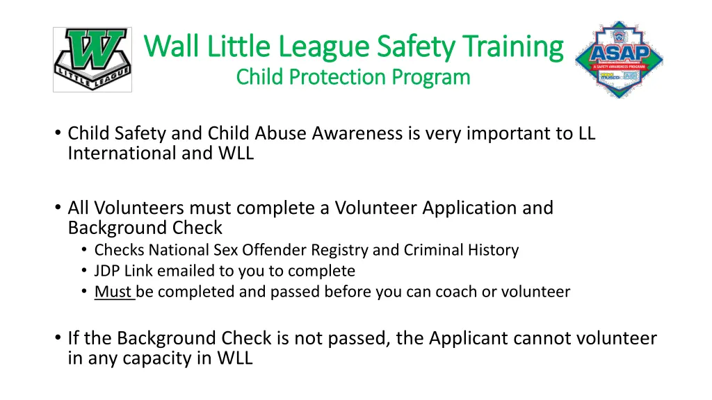 wall little league safety training wall little 3