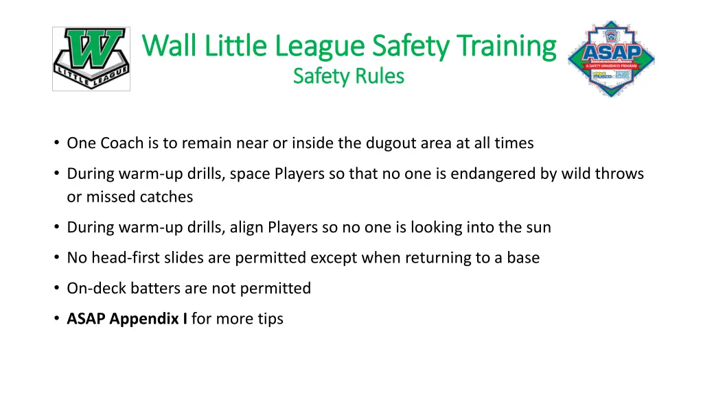 wall little league safety training wall little 7