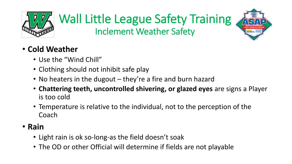 wall little league safety training wall little 8