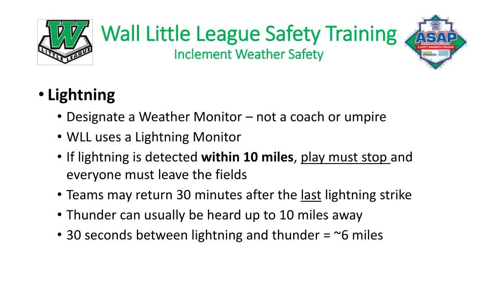 wall little league safety training wall little 9