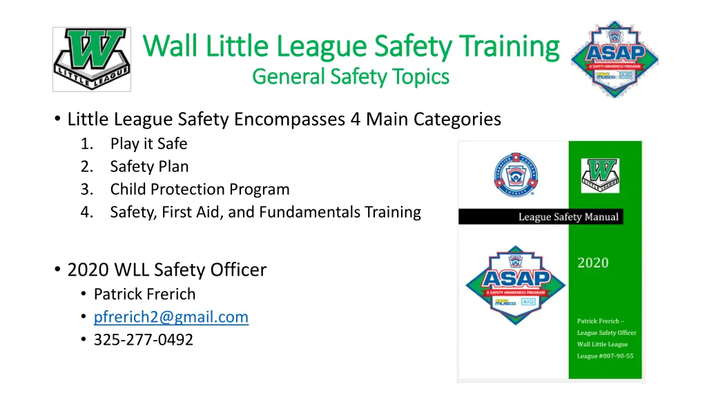 wall little league safety training wall little