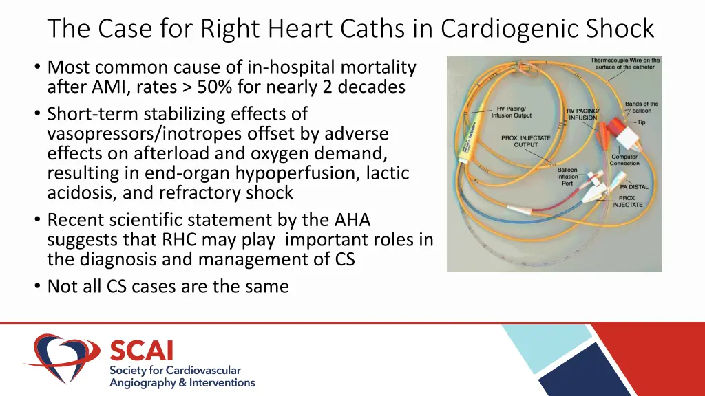 the case for right heart caths in cardiogenic