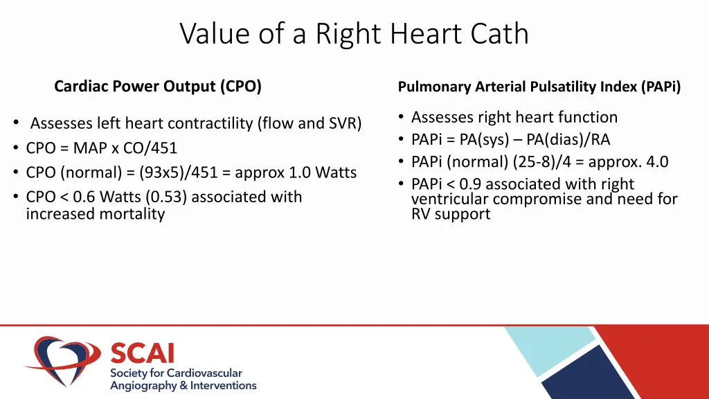 value of a right heart cath